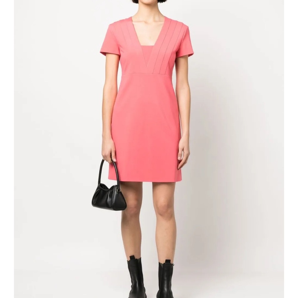 NEW Hugo Boss Direpa Rib Detail Dress Salmon Pink Sz 6